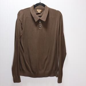 Michael Kors Brown‎ Long Sleeve Polo Sweater Men’s XL Quiet Luxury